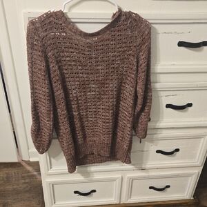 Maurices Textured Knit Scoop Neck Sweater in Brown